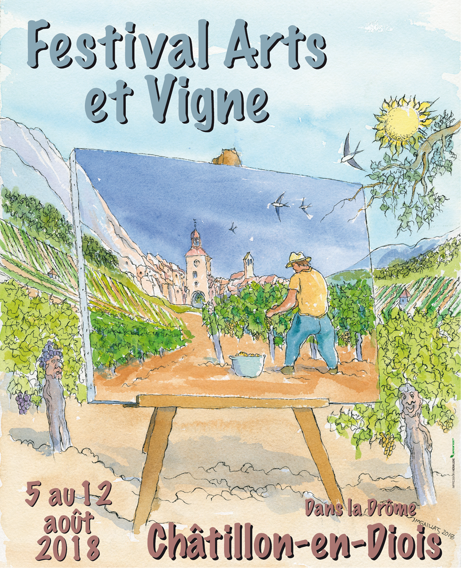 affiche, festival arts et vigne, châtillon en diois, drôme