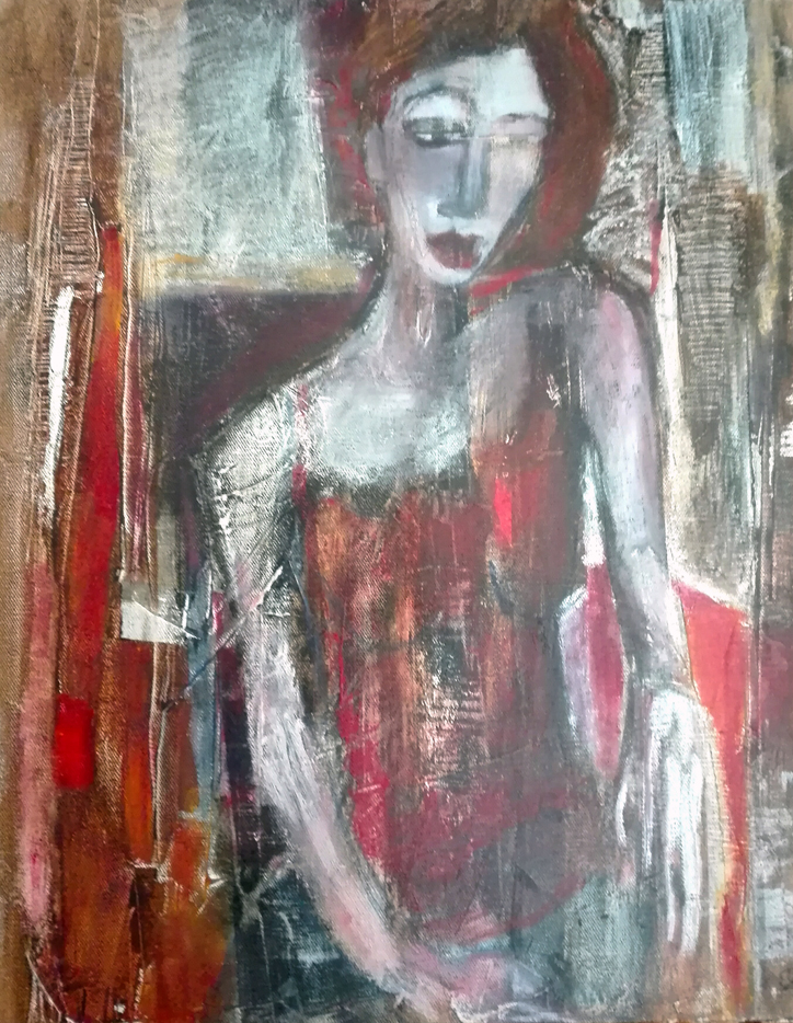 Acrylique sur toile, acrylic on canvas, autoportrait, odile touillier painting