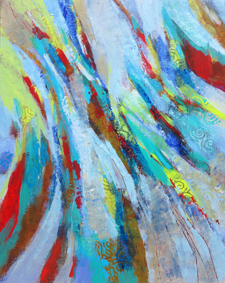 odile touillier, peinture acrylique sur toile, artiste contemporain, touillier, galerie du 10, galerie du dix, paysage, regarde la rivière chante, eau